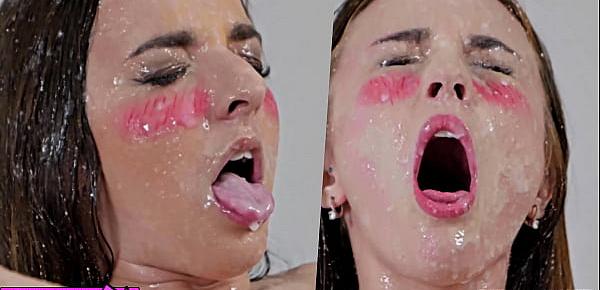  Real Life Hentai - Alya Strak and Amirah Adara fuck huge dildos with extreme Bukkake and Ahegao